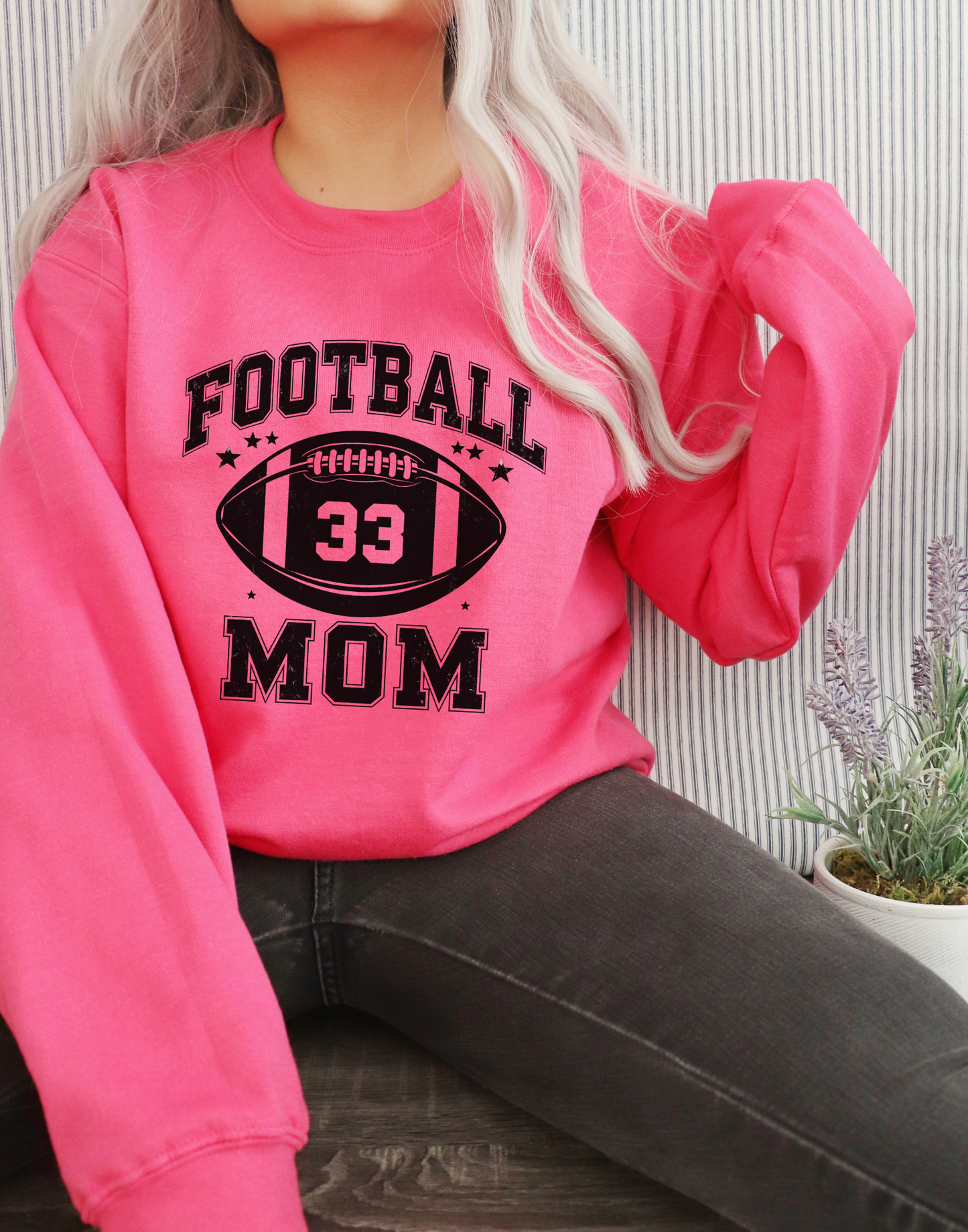 Mom Football #33 Sweatshirt for Mother's Day, Sports Mom Crewneck Jumper, Gift for Moms, Unisex Mother's Day Hoodie, Football Mom Apparel
