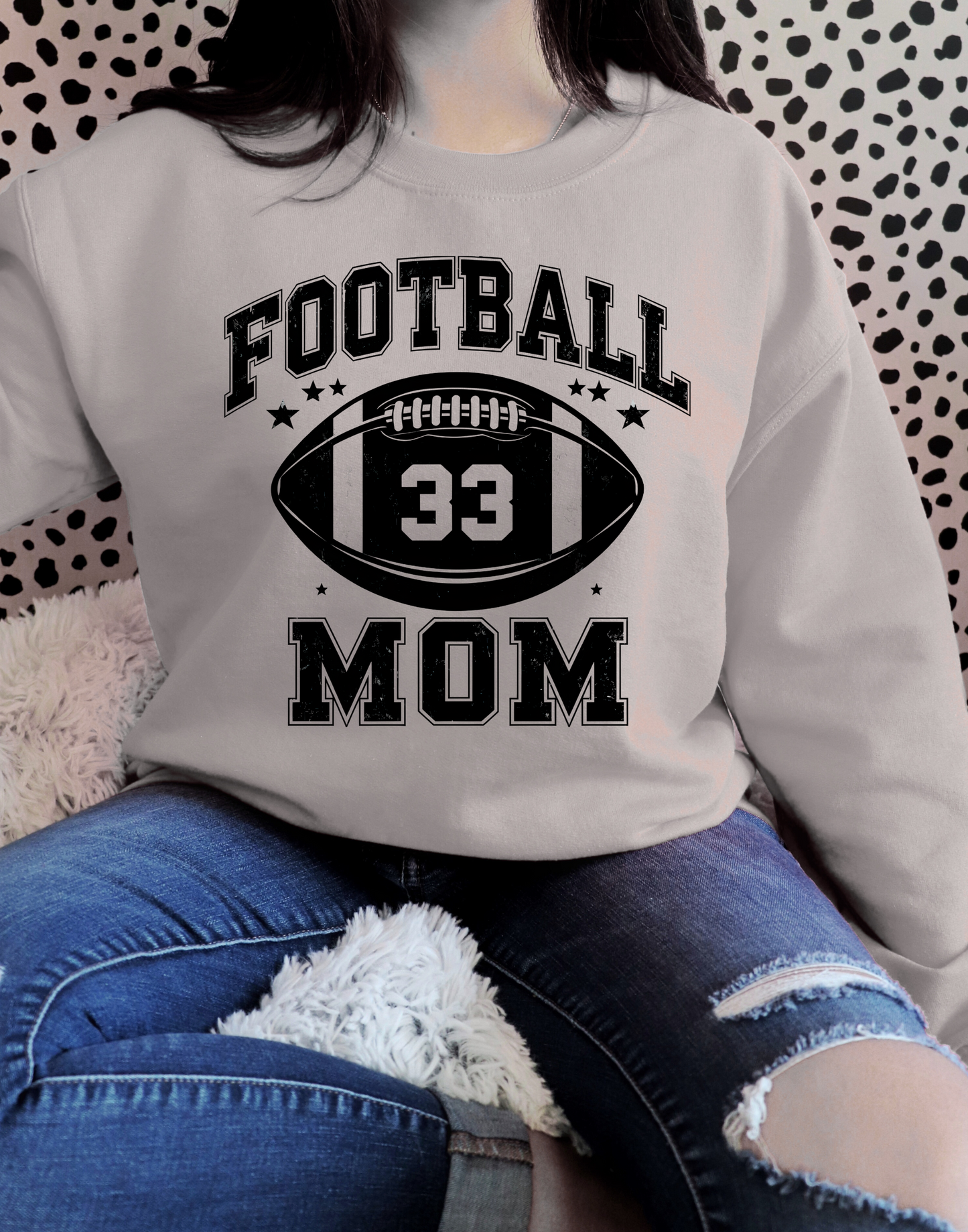 Mom Football #33 Sweatshirt for Mother's Day, Sports Mom Crewneck Jumper, Gift for Moms, Unisex Mother's Day Hoodie, Football Mom Apparel