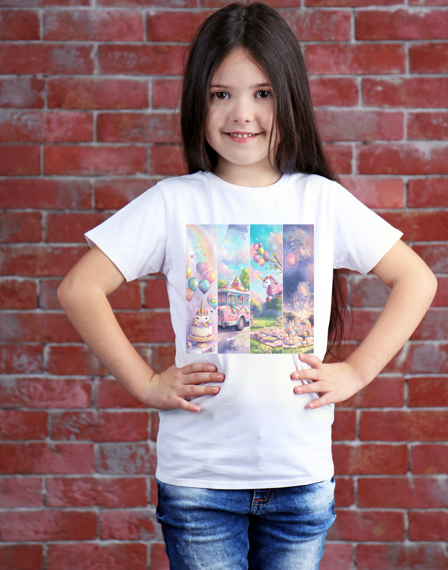 Kids Tee, Birthday Unicorn T-Shirt, Brush Stroke Style, Children's Clothing, Fun Graphic Tee, Magical Animal Shirt