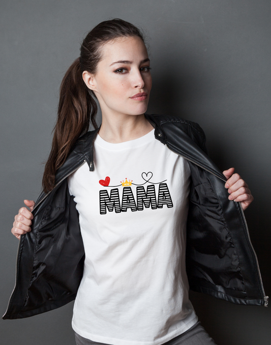 MAMA T-shirt with Red Heart and Gold Crown, Mother's Day Gift, Mom Tee, Unisex Tee, Garment-Dyed Shirt, Family Shirt