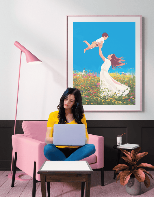 Matte Vertical Poster - Joyful Mother & Son - Celebrating Love & Family