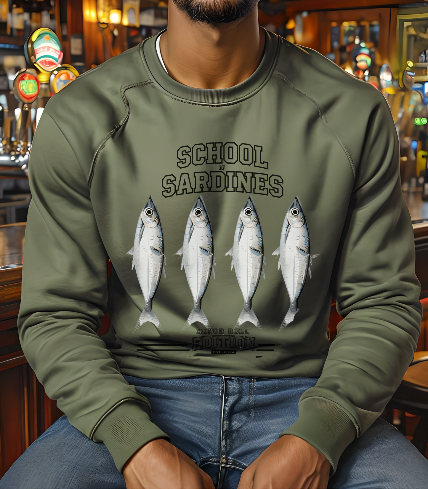 school of sardines Sweatshirt, honor roll edition, Est 2024, unisex crewneck, fish school design, animal lover gift