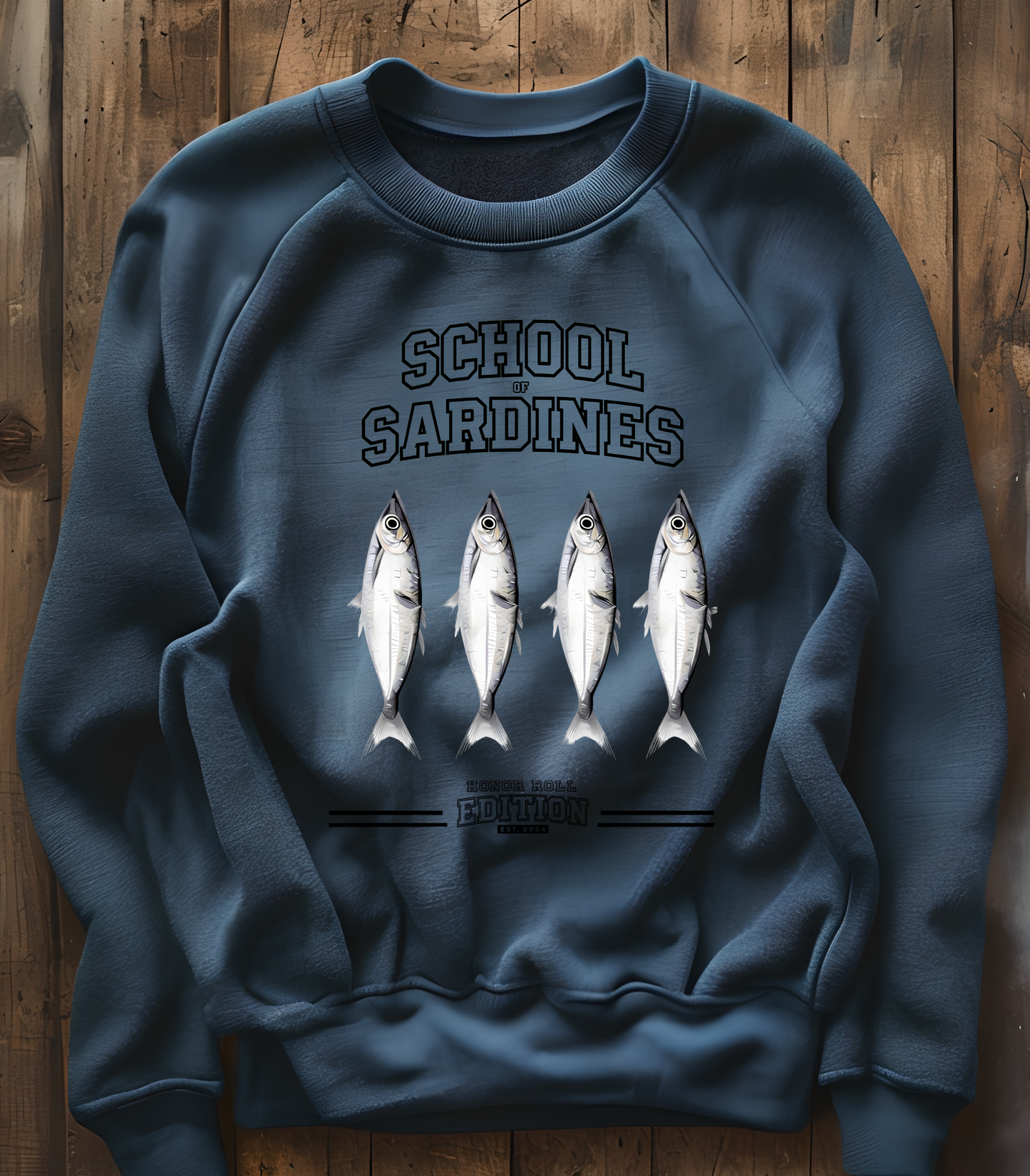 school of sardines Sweatshirt, honor roll edition, Est 2024, unisex crewneck, fish school design, animal lover gift