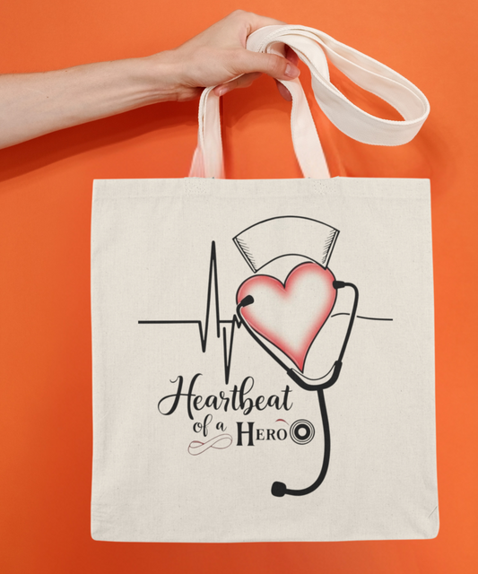 Heartbeat of a Hero Tote Bag | Eco-Friendly Gift for Healthcare Workers, Nurse Appreciation, Medical Student, Everyday Use