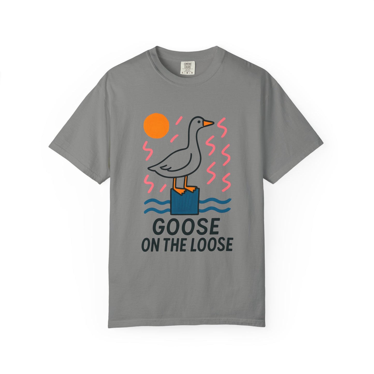 Fun Colors Loose Goose Unisex Garment-Dyed T-shirt, Funny Animal Tee, Casual Top, Vibrant Geese Shirt, Colorful Bird Apparel