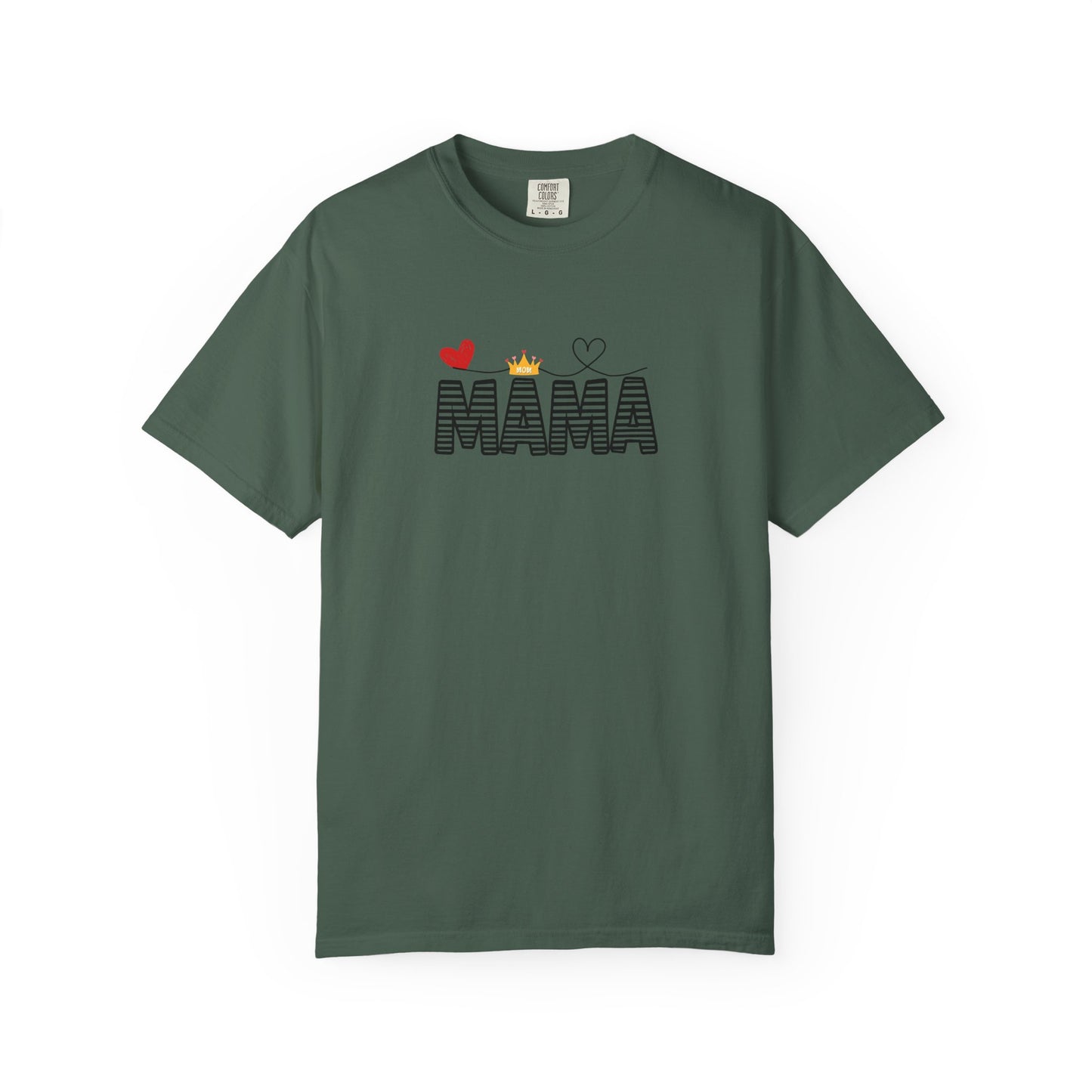 MAMA T-shirt with Red Heart and Gold Crown, Mother's Day Gift, Mom Tee, Unisex Tee, Garment-Dyed Shirt, Family Shirt