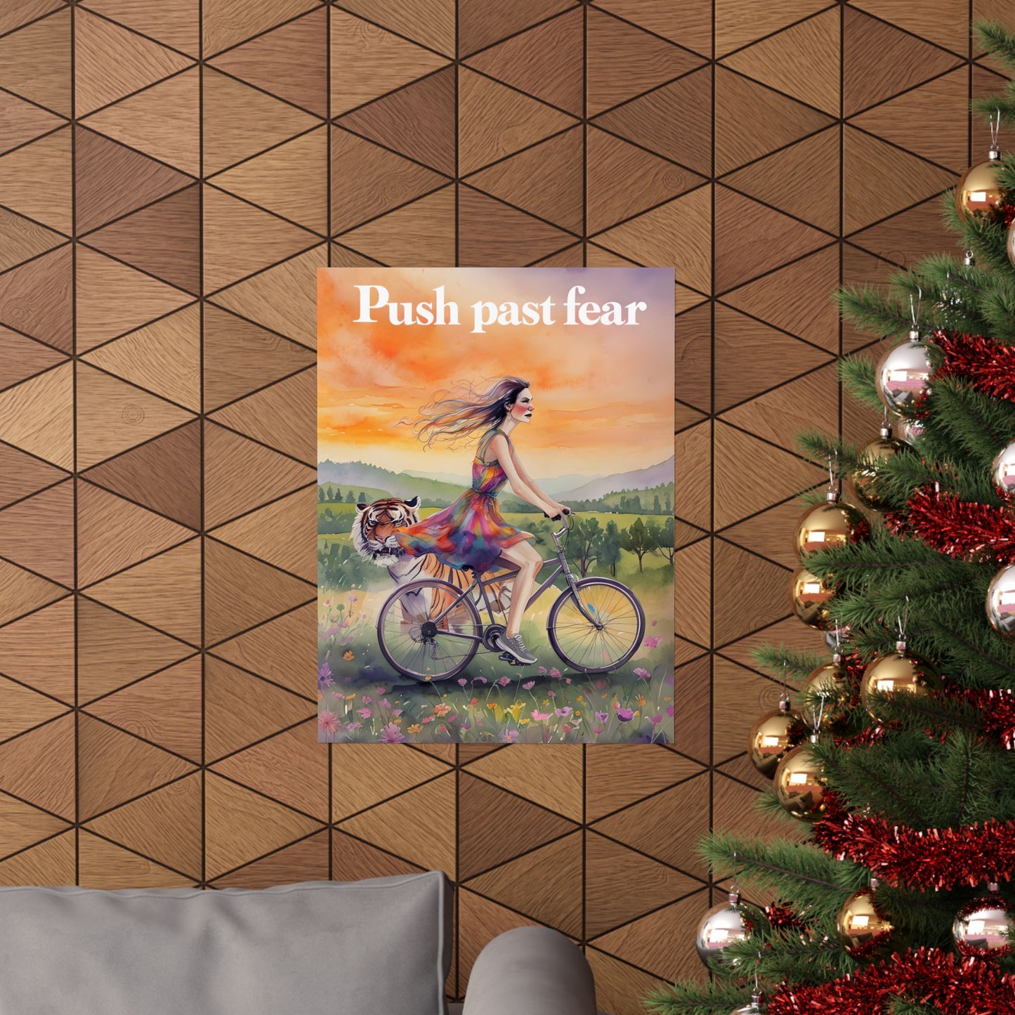 Inspirational Matte Poster: "Push Past Fear" Art Print, Motivational Wall Decor, Room Aesthetic, Gift for Her, Unique Home Decoration