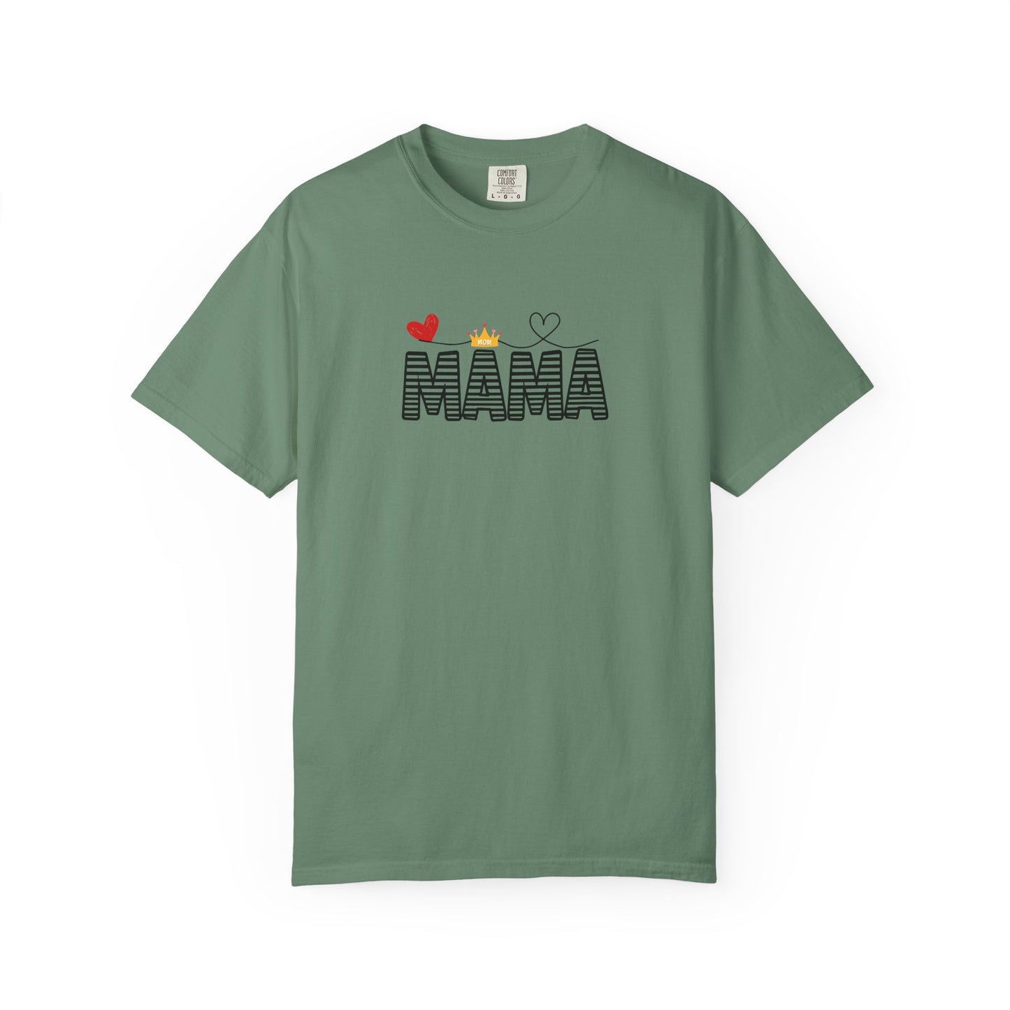MAMA T-shirt with Red Heart and Gold Crown, Mother's Day Gift, Mom Tee, Unisex Tee, Garment-Dyed Shirt, Family Shirt