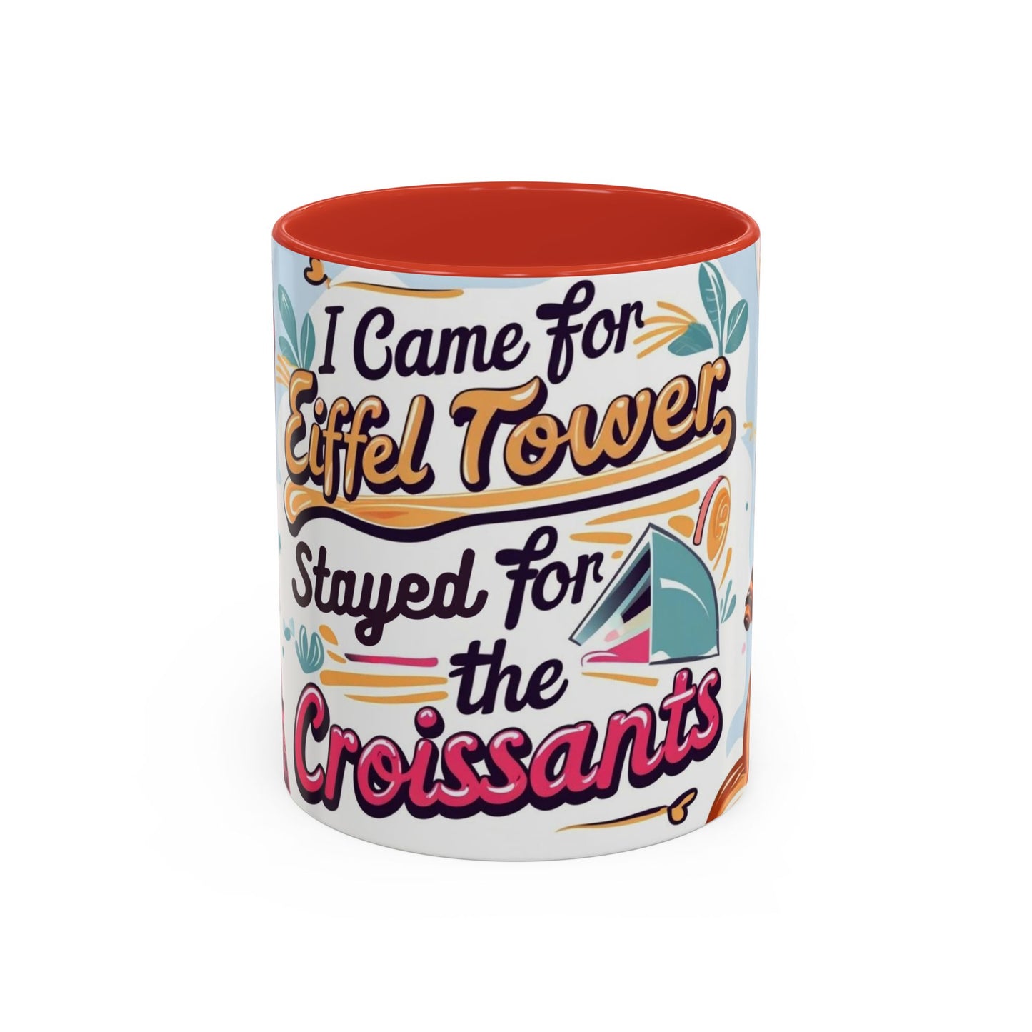 Coffee Mug, Parisian Inspired Quote, Eiffel Tower and Croissants Phrase, French Lover Gift, Travel Souvenir, Paris Vacation Memories Mug,