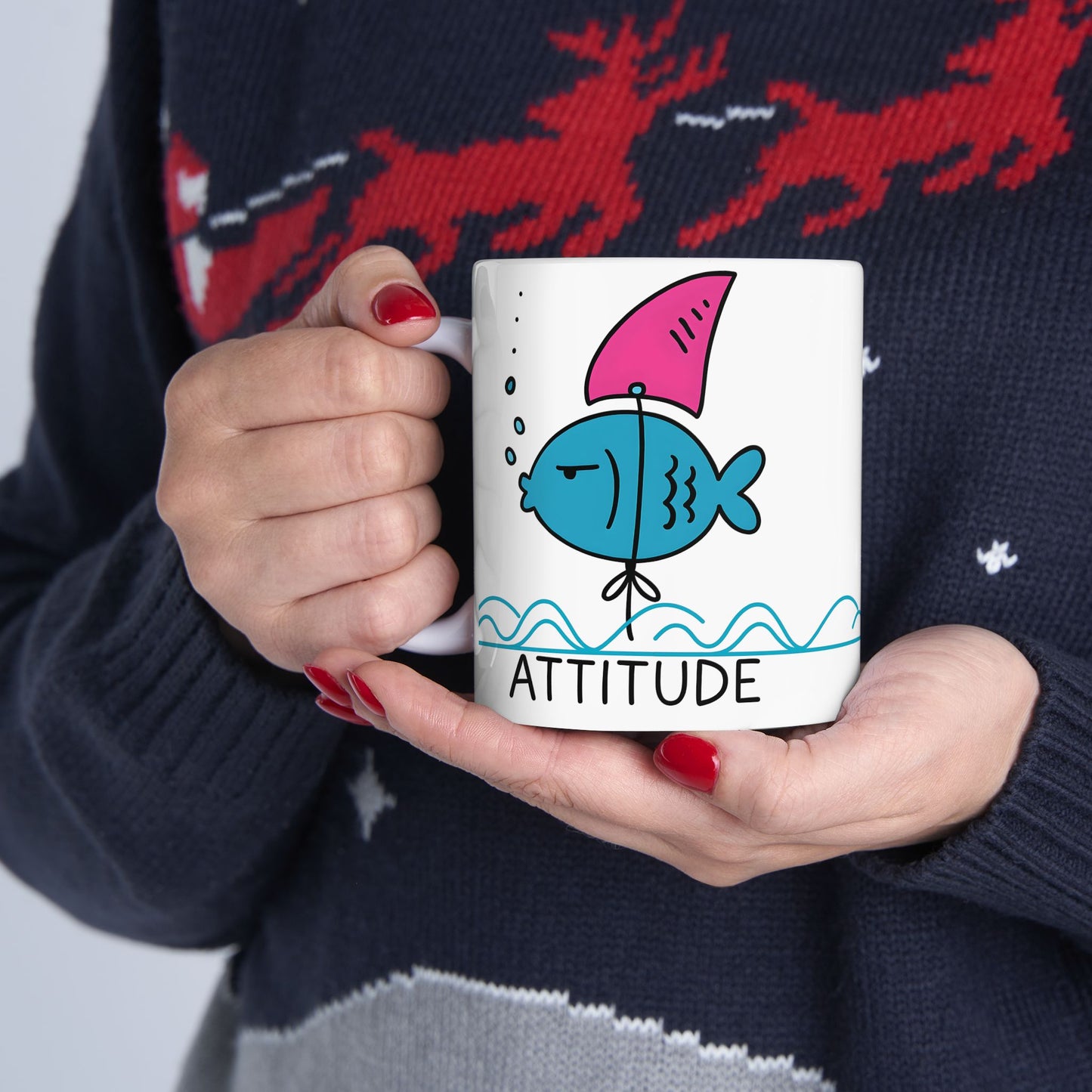 Attitude Funny Whimsical Fish Ceramic Mug - Perfect Gift for Fish Lovers, Funny Coffee Mug for Home, Beach Decor, Ocean-Themed Kitchenware, Unique [...]