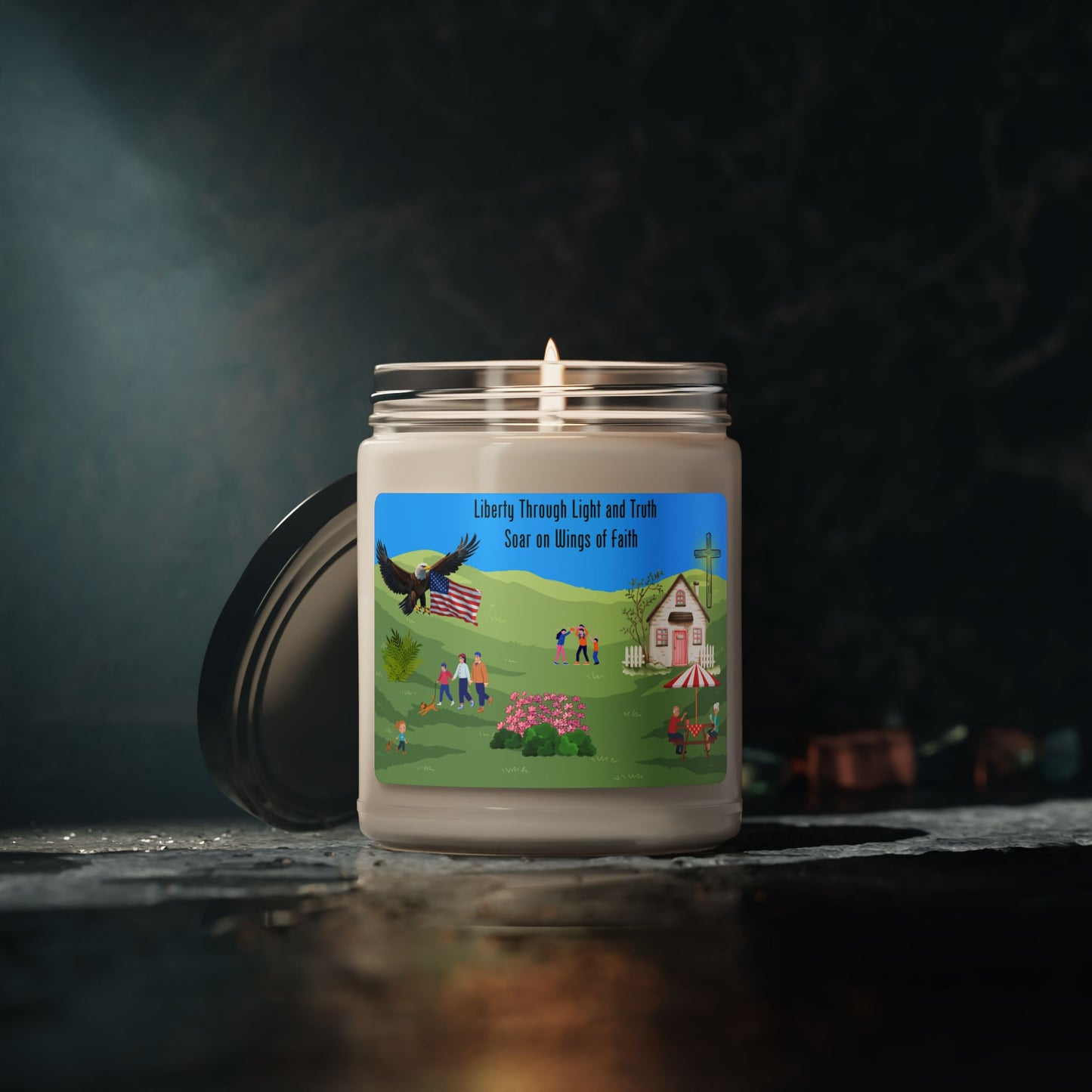 American themed Candle, Quote 'Soar on Wings of Faith Liberty Through Light and Truth', Hand Poured Candle, Home Decor, Aromatherapy