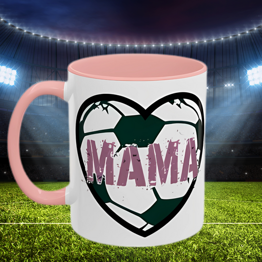 Heartfelt Mama Coffee Mug, Soccer Lover Gift, Mother's Day Mug, Birthday Present, Home Decor Accent Mug
