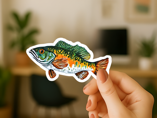 Fish Sticker - , Long lasting vinyl with permanent adhesive, Scratch-resistant glossy finish, Laptops