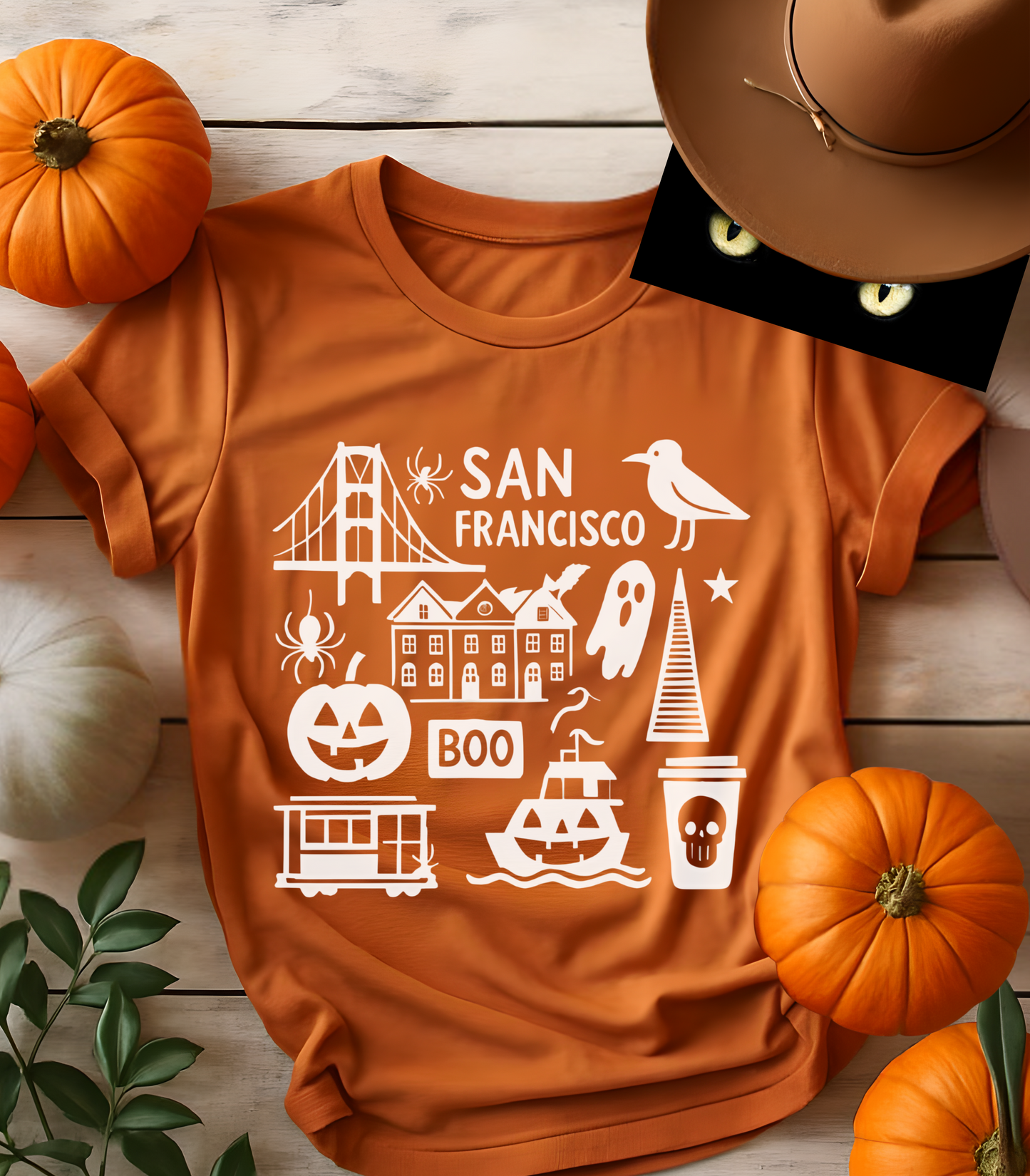San Francisco Halloween T-Shirt, Unisex Tee, SF Landmarks Graphic Shirt, Holiday Top, Trick or Treat Apparel