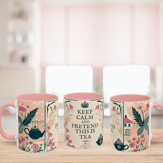 Mug, Keep Calm and Pretend This is Tea, England Theme, Gift for Tea Lovers, Funny Coffee Cup, Ceramic Mug, Tea Lover Gift, Coffee Mug,
