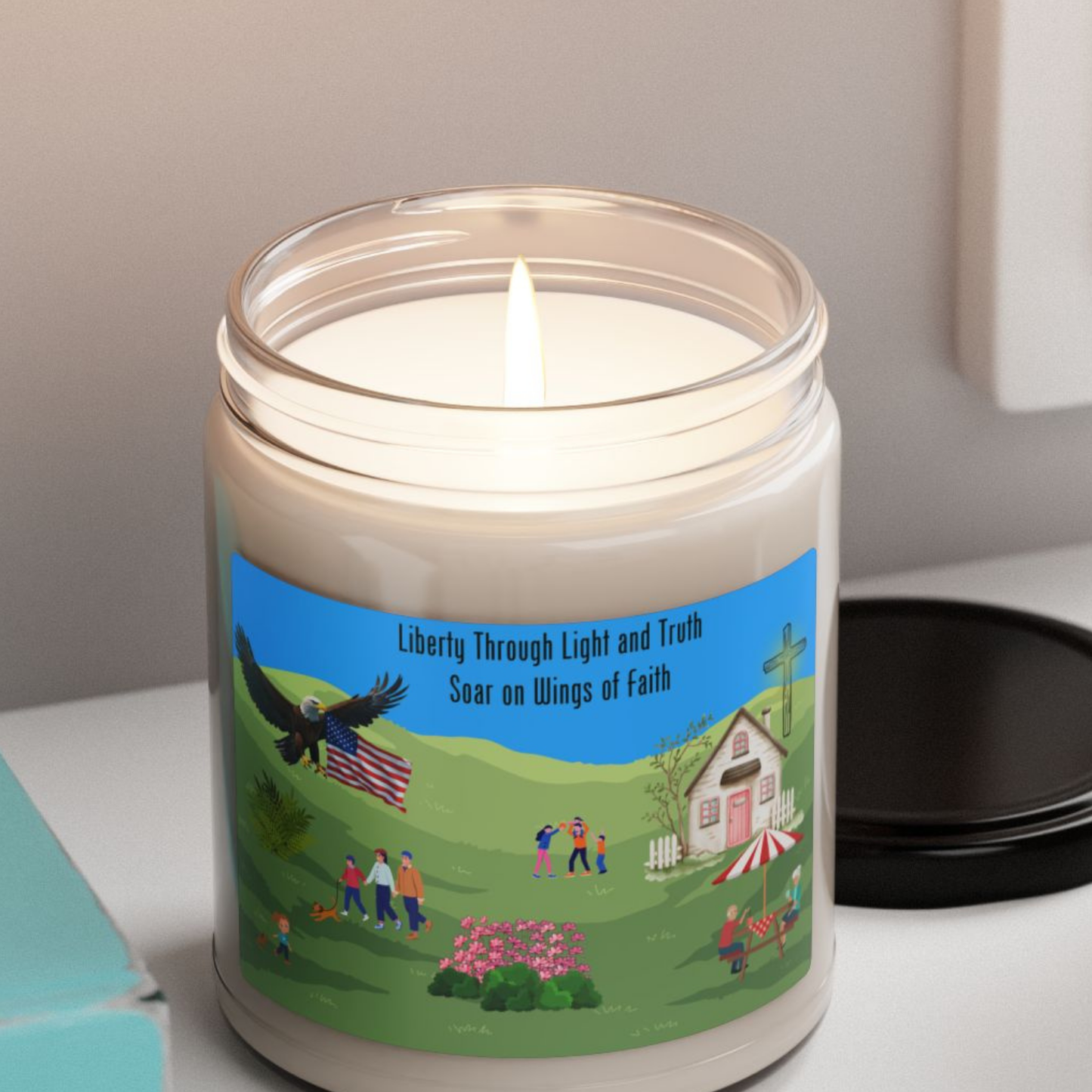 American themed Candle, Quote 'Soar on Wings of Faith Liberty Through Light and Truth', Hand Poured Candle, Home Decor, Aromatherapy