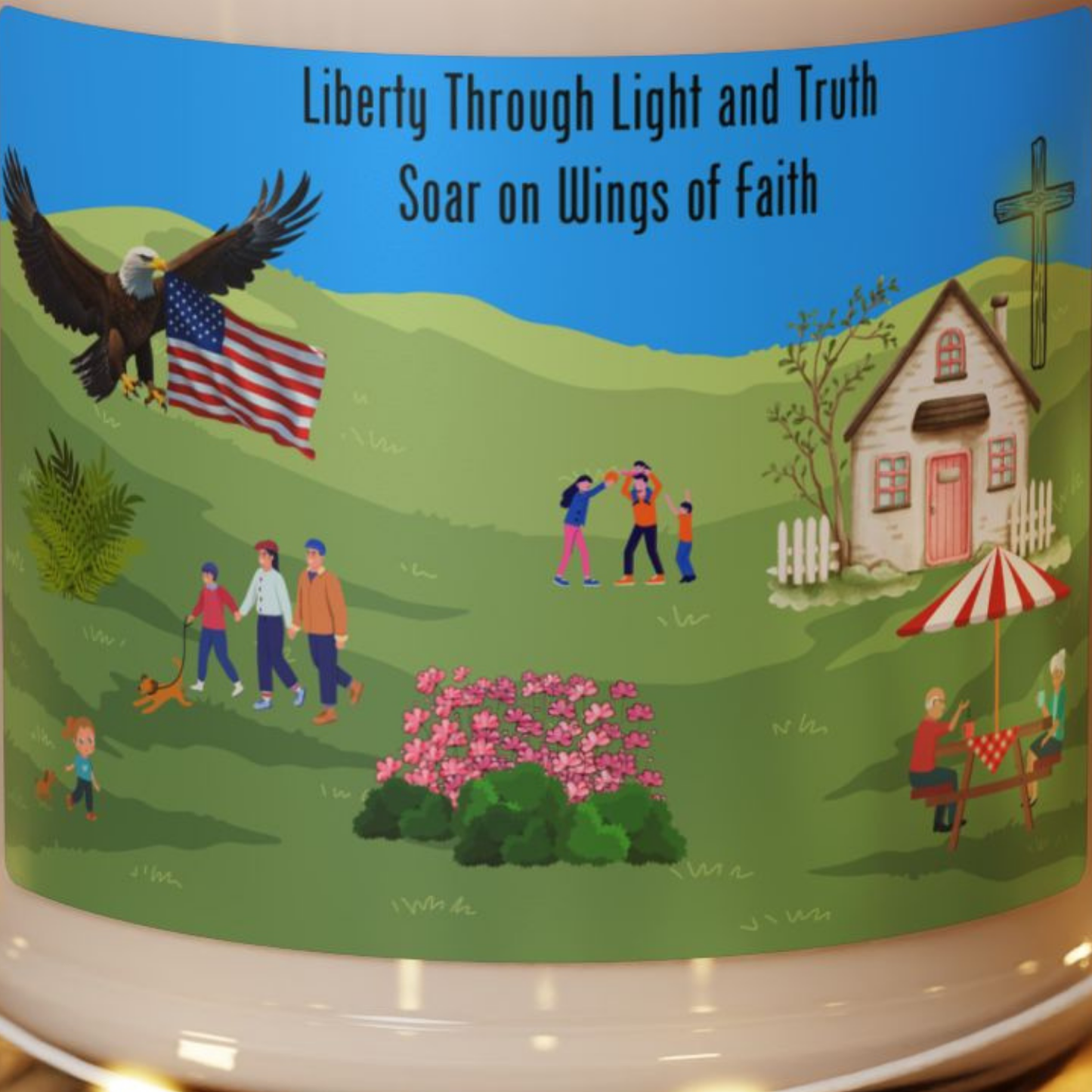 American themed Candle, Quote 'Soar on Wings of Faith Liberty Through Light and Truth', Hand Poured Candle, Home Decor, Aromatherapy
