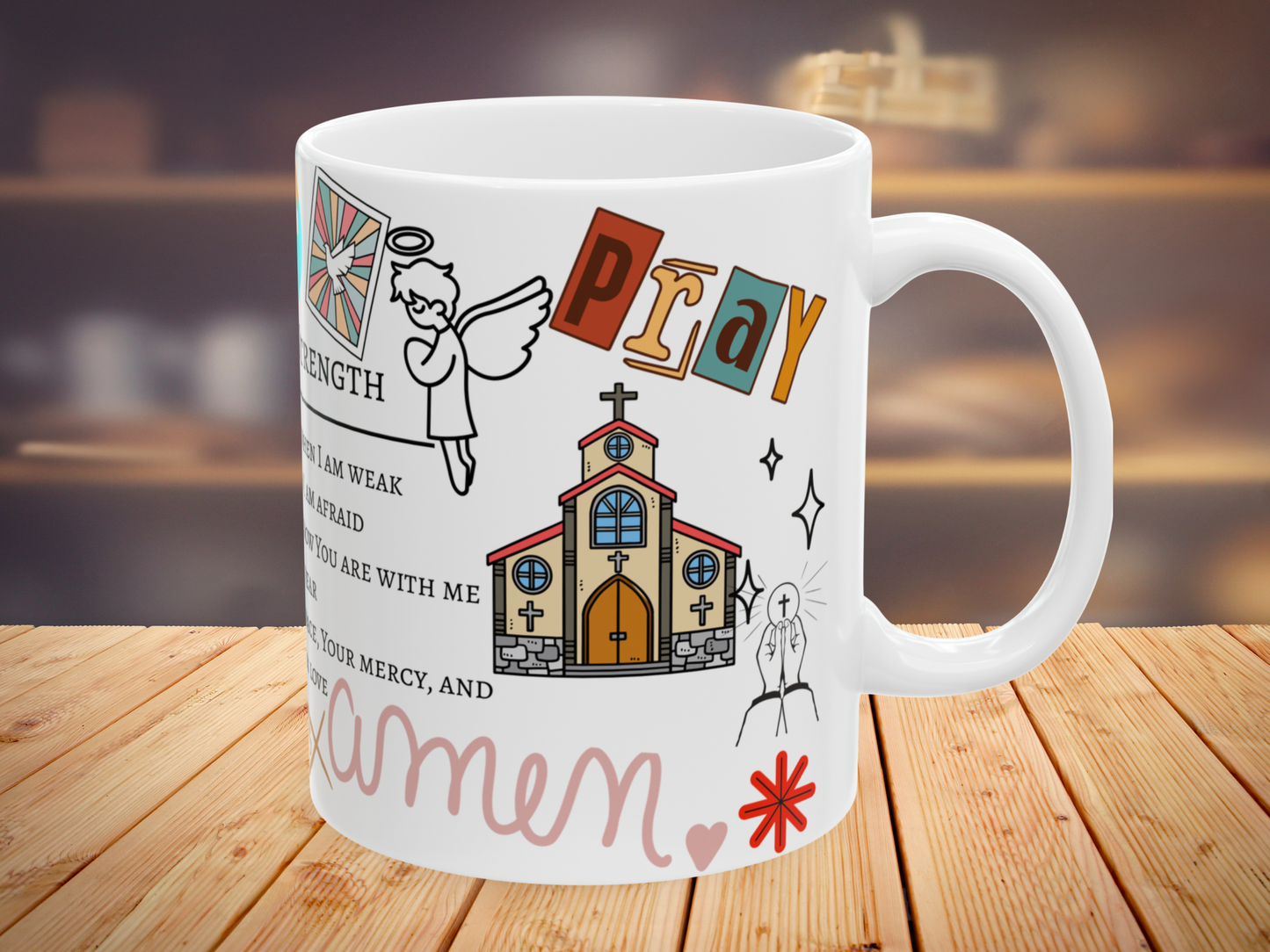 Bible verses, inspired design, from the Bible, prayer for strength Warm-up with a nice cup of customized ceramic coffee mug.Ceramic Mug, (11oz, 15oz)