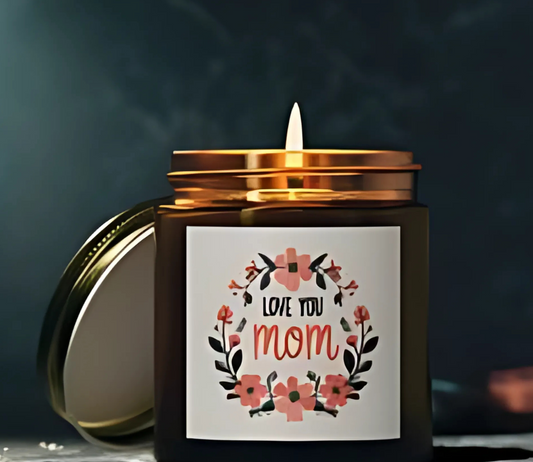Love You Mom Scented Candle - Coconut Apricot Wax (4oz, 9oz) gift for mother's day