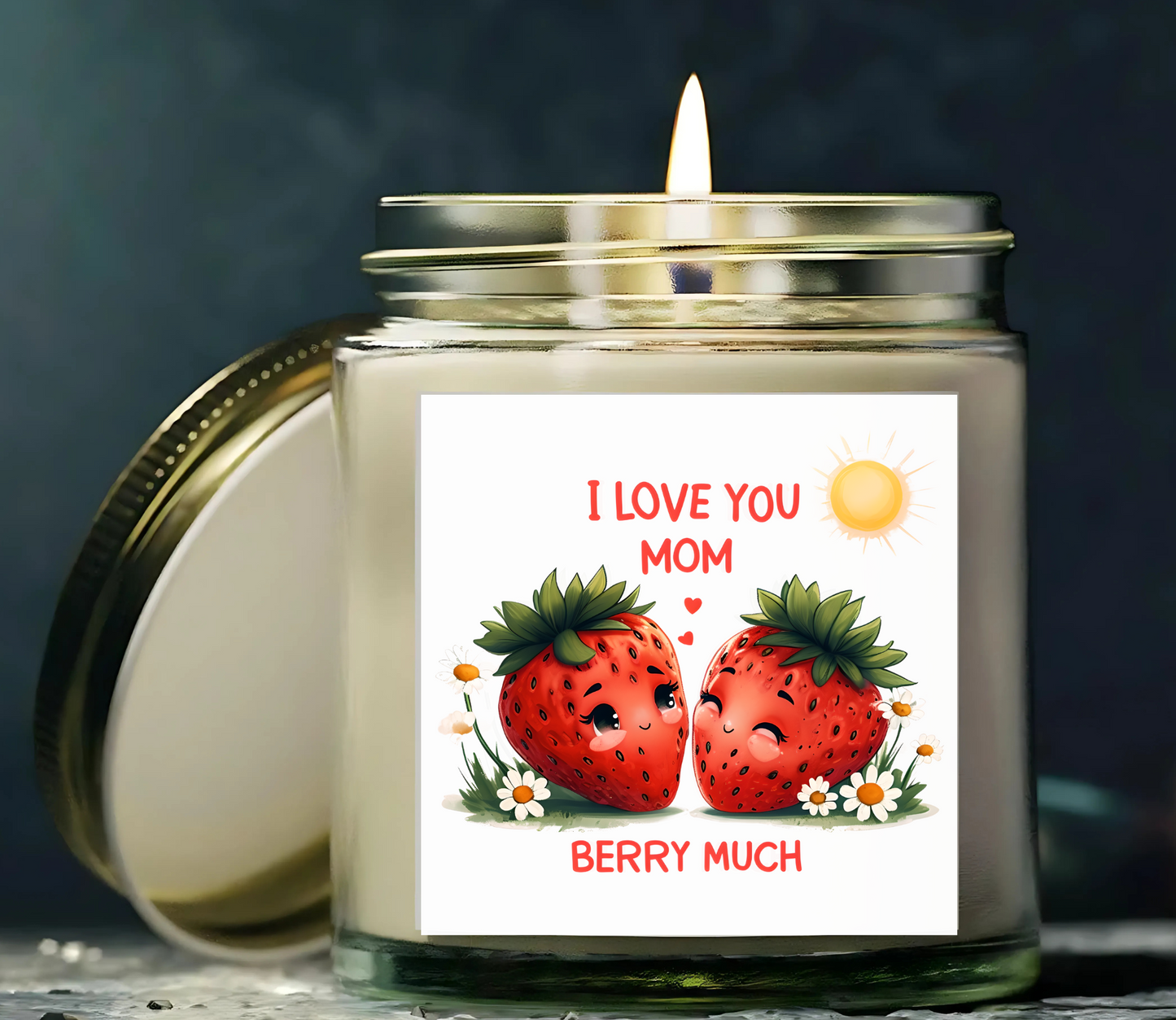 Strawberry Scented Candles, I Love You Mom, Mother's Day Gift, Relaxing Aromatherapy, Home Decor, Gift for Her