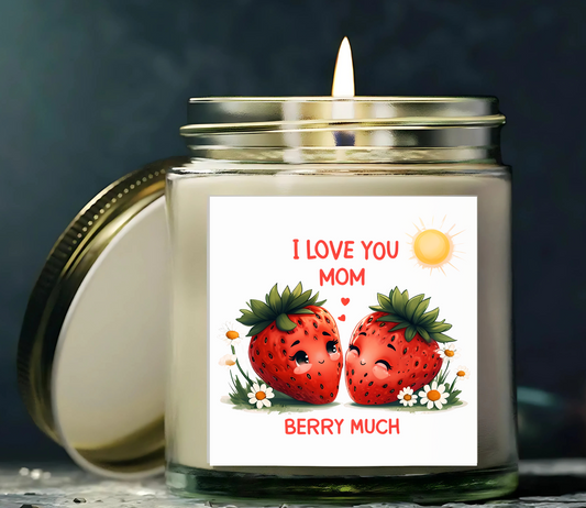 Strawberry Scented Candles, I Love You Mom, Mother's Day Gift, Relaxing Aromatherapy, Home Decor, Gift for Her