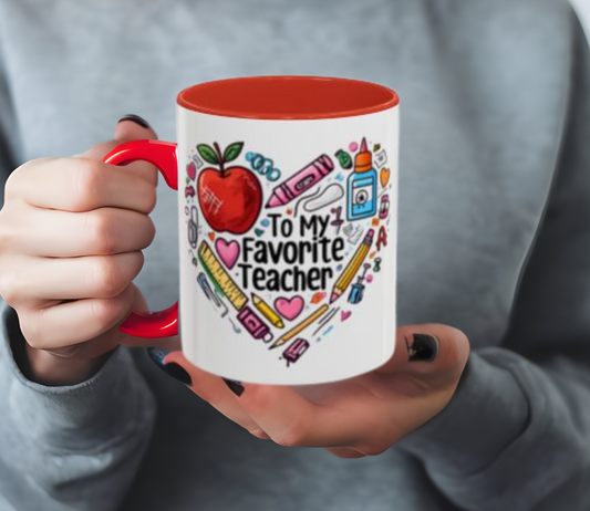 Favorite Teacher Heart Coffee Mug gift for teachers 11 15oz Accent Drinkware teacher Mug